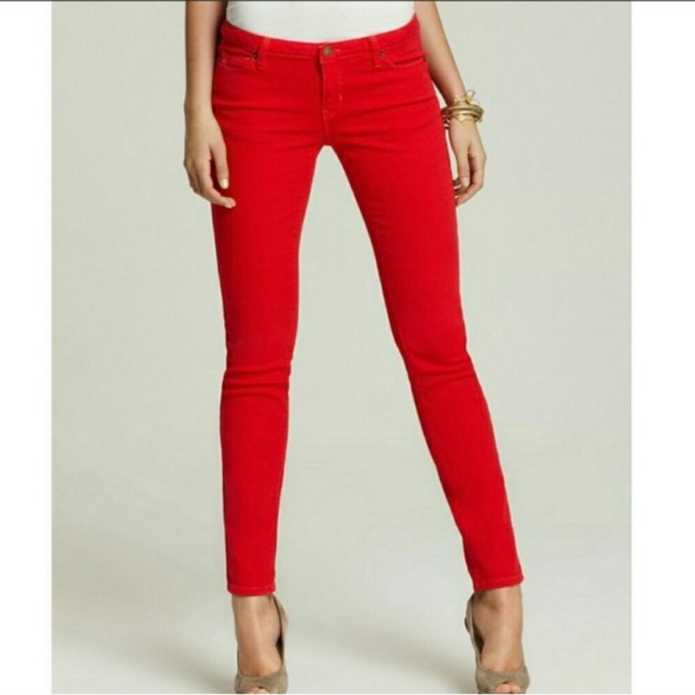 NY & Co Red Jean Legging Lower Waist Size 8